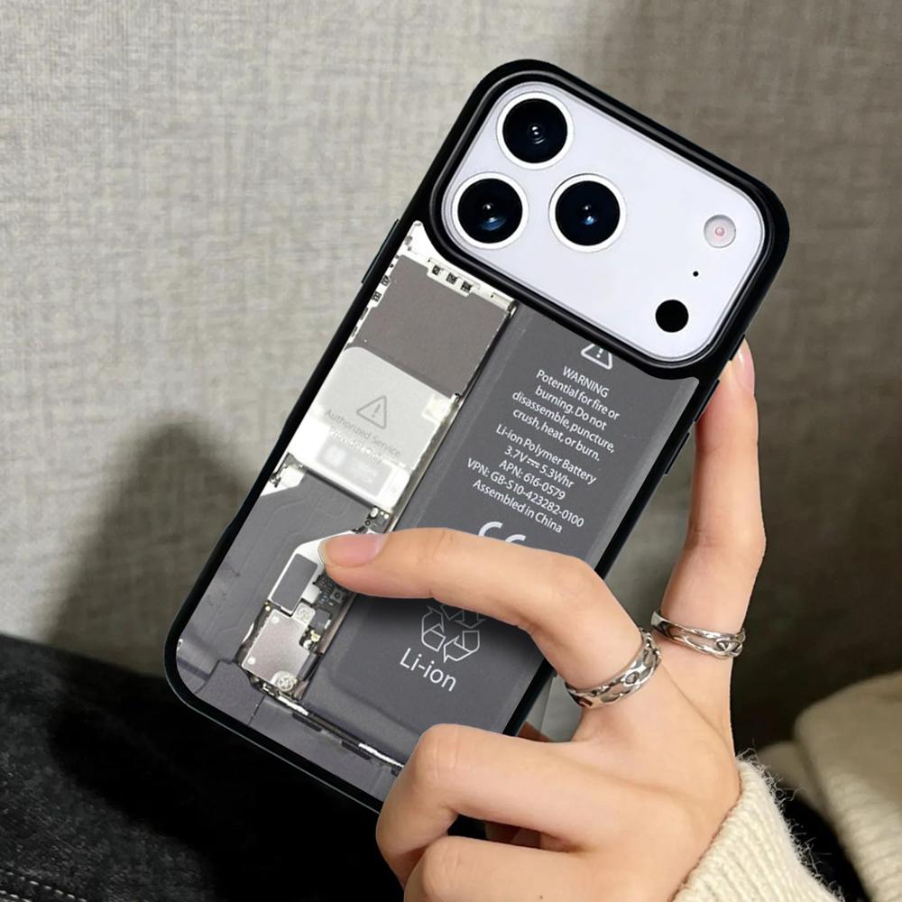 Capa Case for iPhone 17 Air 16 Pro Max 15 Plus 11 13 Mini 14 12 Back Phone Cover Inside Circuits Design Cool Fun