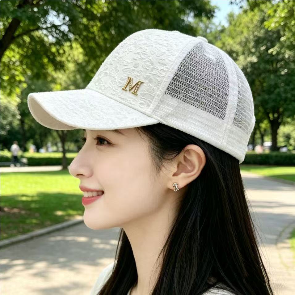 Tide lady mesh hat floral breathable baseball cap outdoor sun protection shade cap summer mesh hat