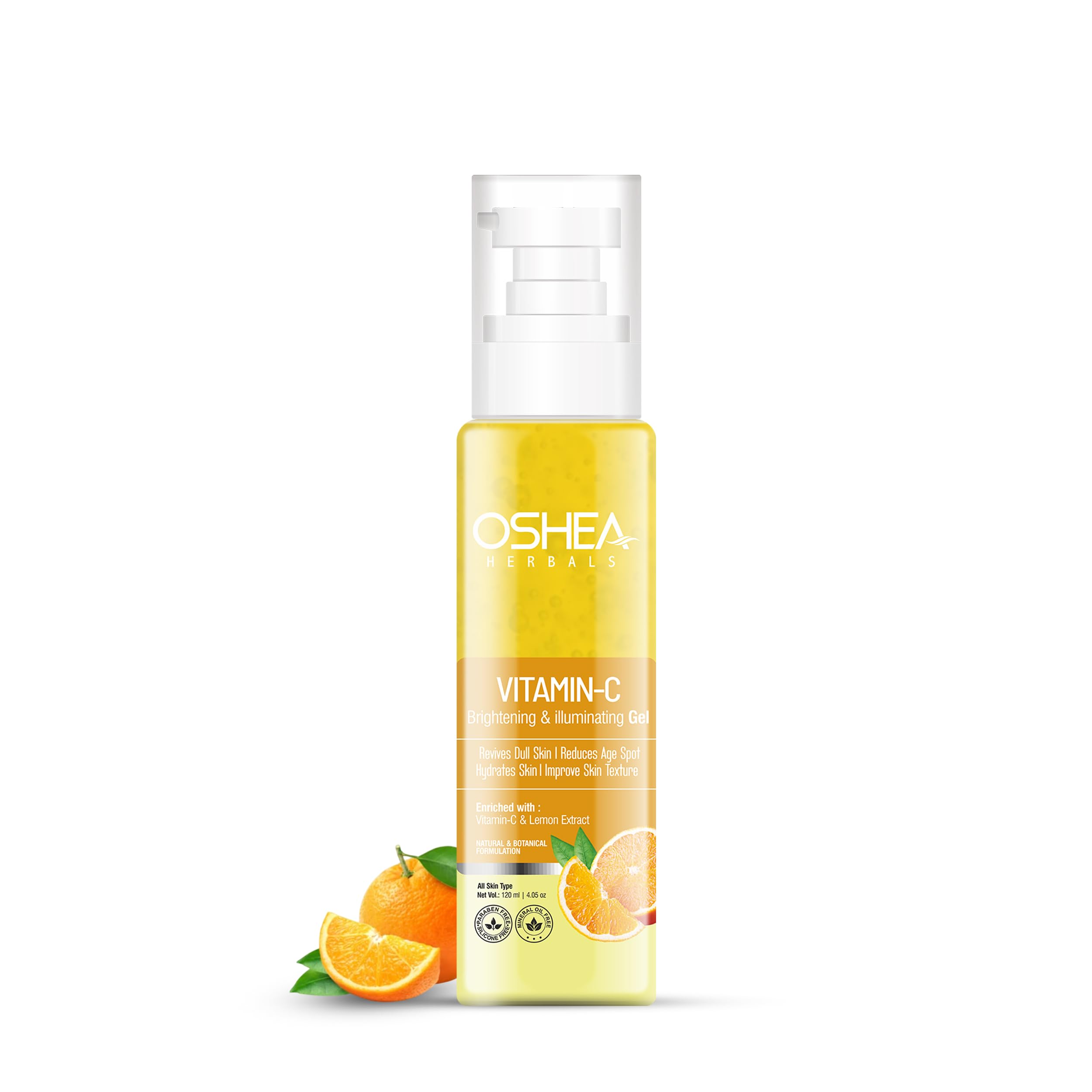 Oshea Herbals Осветляющий гель для лица с витамином С для всех типов кожи | Увлажняет, улучшает текстуру, уменьшает пигментные пятна и тусклость кожи | Обогащен витамином