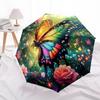 1 PC Automatic Folding Umbrella - Butterfly Garden Pattern, Portable & Foldable Design with 8 Ribs, Christmas Birthday Gifts