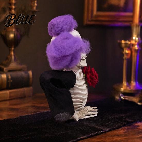 Gothic Home Decor Halloween Skull Candle Lantern with Color Changing LED Lights Realistic Night Light Bone Texture Flameless Lamp for Indoor