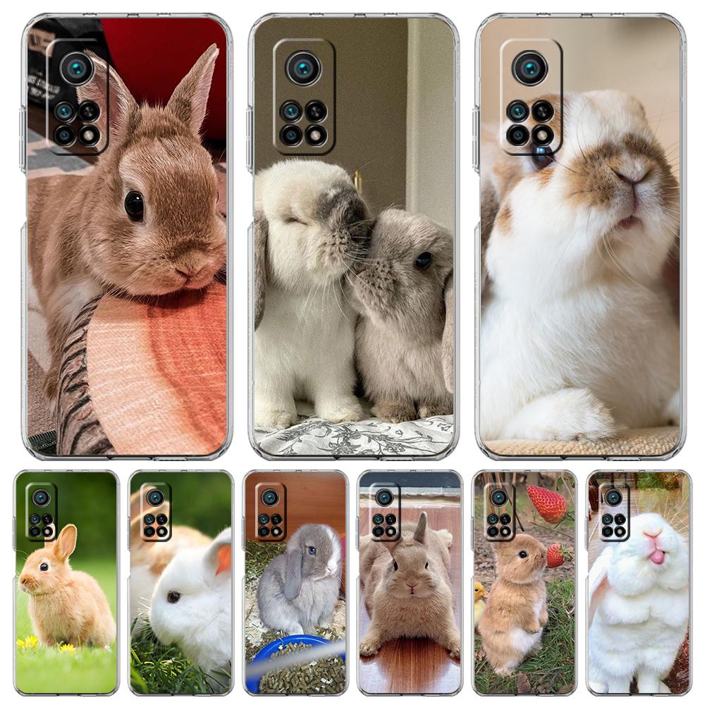 Cute White Baby Rabbits Phone Case For Xiaomi Mi Poco X6 X5 NFC X3 F6 F5 Pro F4 F3 15 14T 14 13T 12T 12 13 Lite 11 Clear Cover