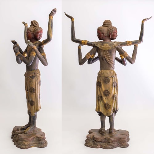 National Treasure Ashura Statue, 41cm, Lacquer Finish, Wax Cast/Bronze, Modeled by Nitten Sculptor Kita Toshikatsu, Buddhist Statue, Takaoka Bronzewar