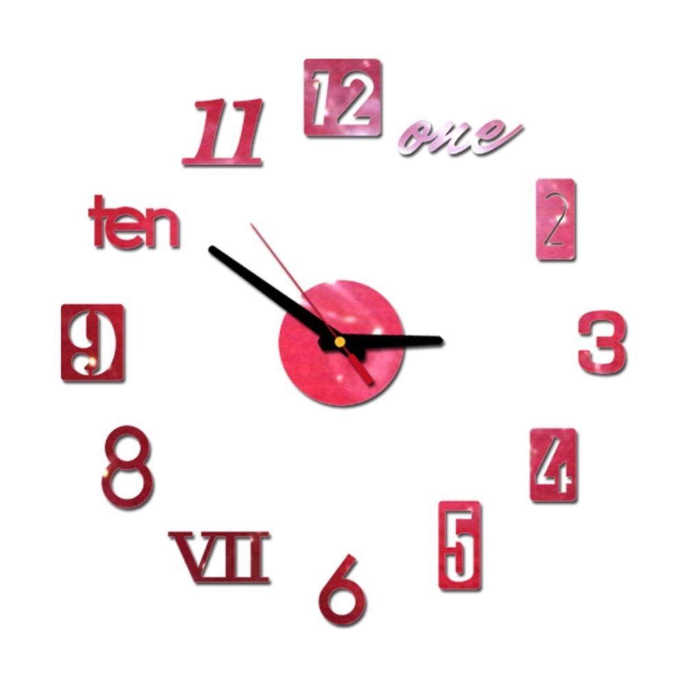 Rahmenlose 3D-Wanduhr, lautlos, Wanduhr, Aufkleber, leuchtende Digitaluhr für Zuhause