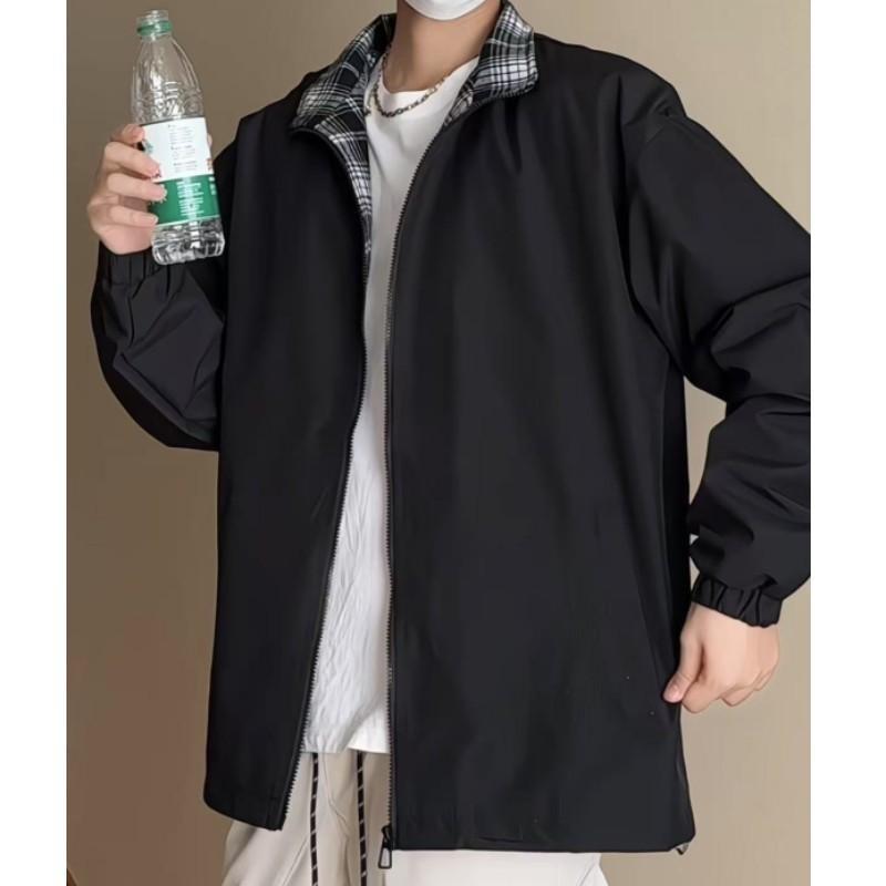 New Spring Autumn Mens Vintage Designed Plaid Patchwork Jacket Collarless American Style Lapel Couples Coat