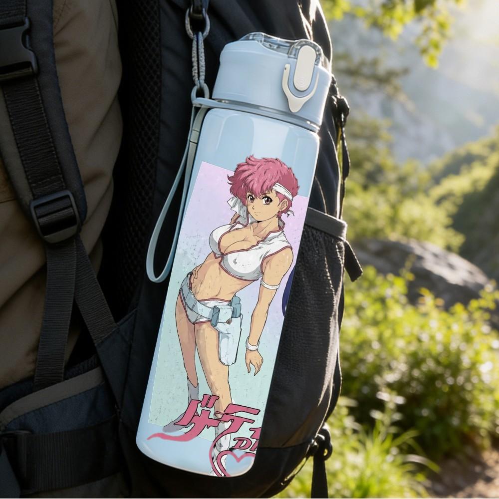 1PC Anime Girl Character Art 750ml sports water bottle leakproof straw lid outdoor office home