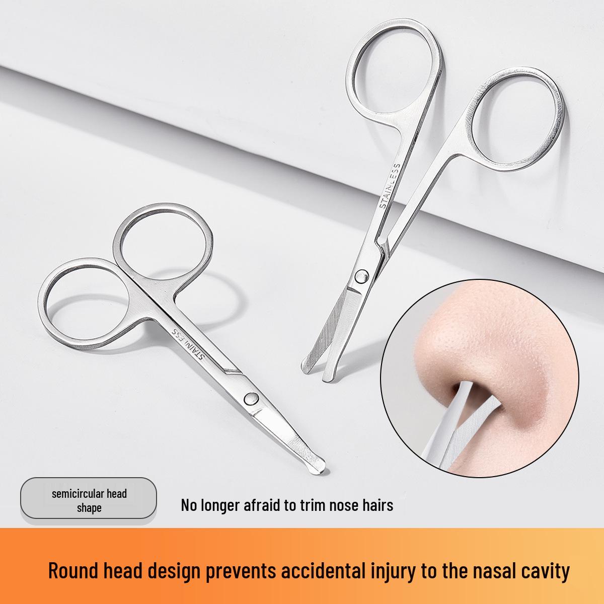 

JONBOS Ножницы из нержавеющей стали для бровей и волос в носу: Круглая головка, прецизионный триммер для придания формы и ухода