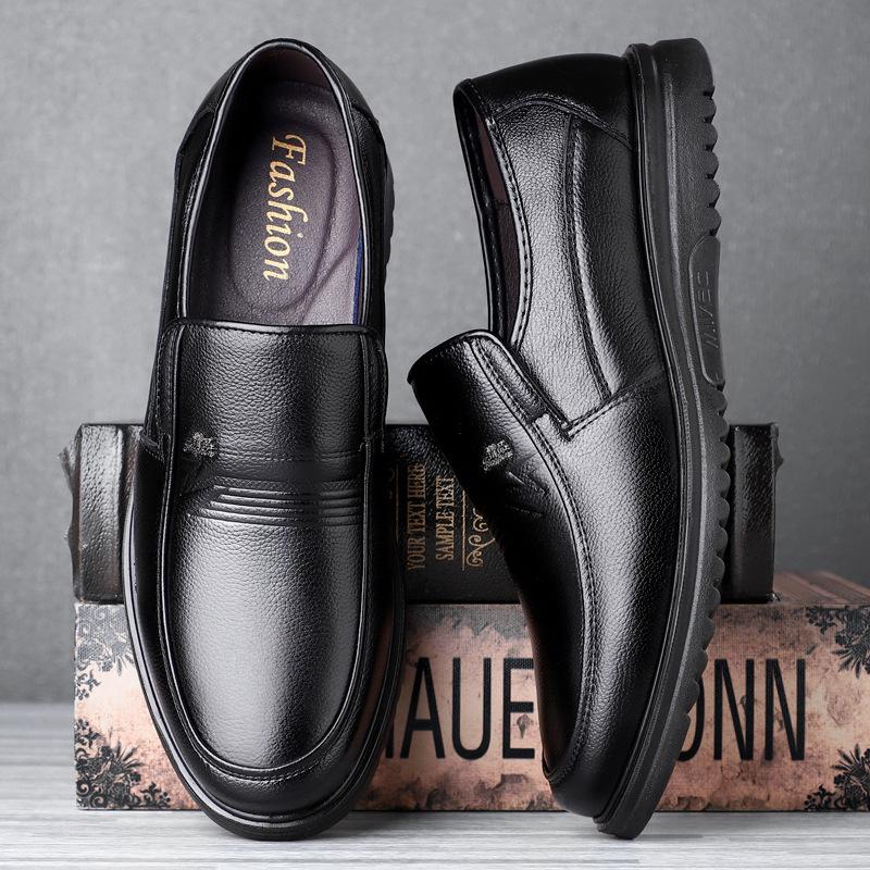 First layer cowhide layer cowhide business men's leather shoes autumn new casual men's shoes soft sole comfortable middle-aged and elderly dad