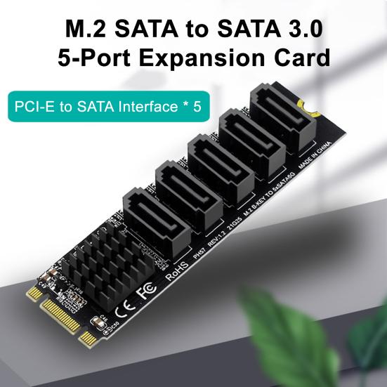 M.2 B-Key To SATA3 SSD Adapter Card B-KEY SATA To SATA 3.0 6Gbps 5 Ports Adapter Converter Hard Drive Extension Card