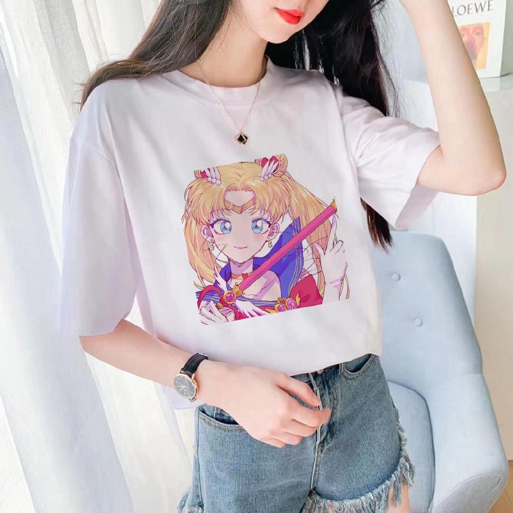 Buy Kaos T Shirt Lengan Pendek Dengan Motif Print Sailor Moon Warna Putih At Affordable Prices Free Shipping Real Reviews With Photos Joom
