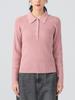 Ray Beams Women's L/S Knit Rib Knit Polo Shirt, Pink Free