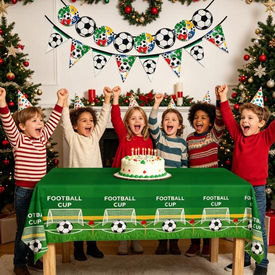 Soccer Birthday Party Decoration 10 Guest Disposable Dinnerware with Tablecloth Paper Plates Cup Napkin