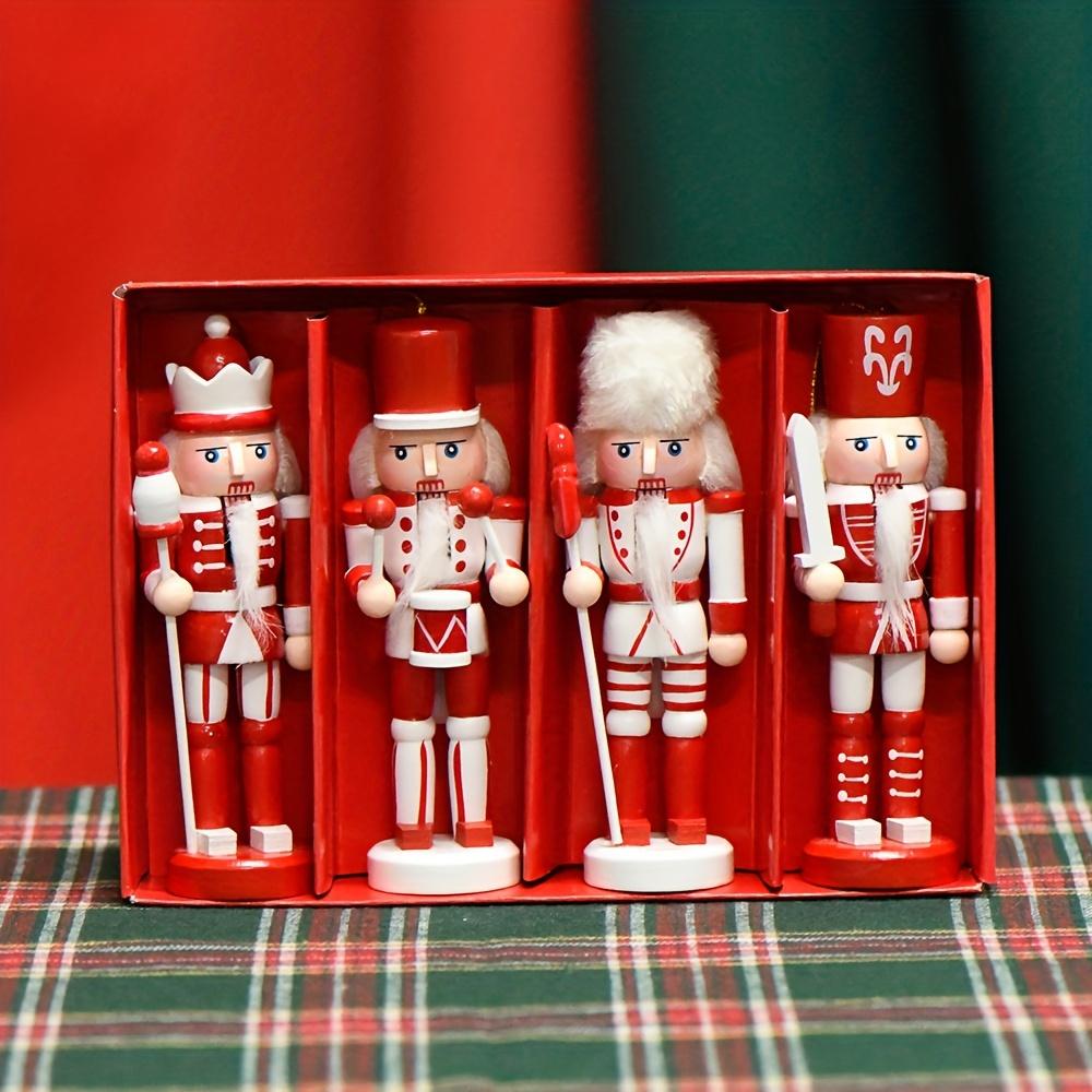 

Set of 4 Vintage Wooden Nutcrackers - Red and White Candy Puppets for Christmas and New Year Decorations | Perfect for Home, Living Room, Bedroom 4pcs/set