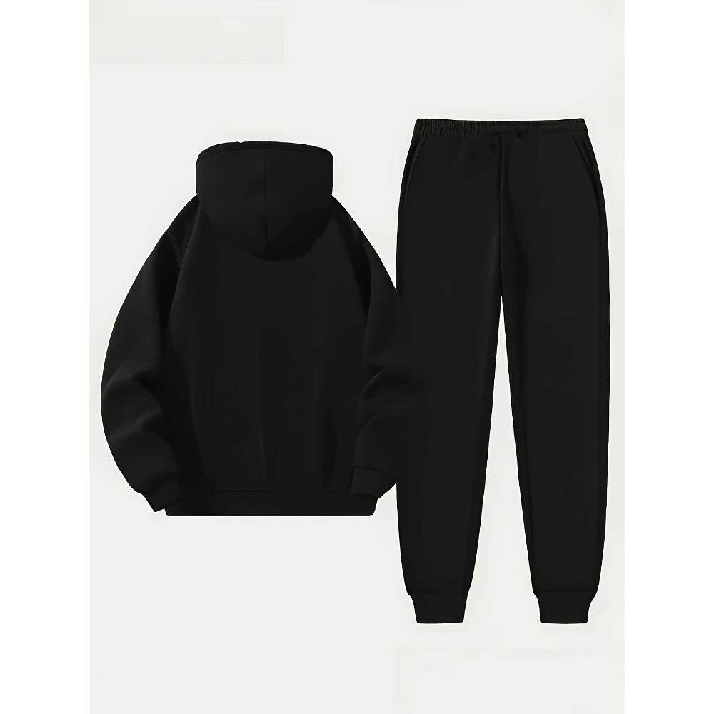 Spring and Autumn Warm Men's Hoodie Set Sports and Leisure Two Piece Set Boston Printed Hoodie and Casual Pants Combination