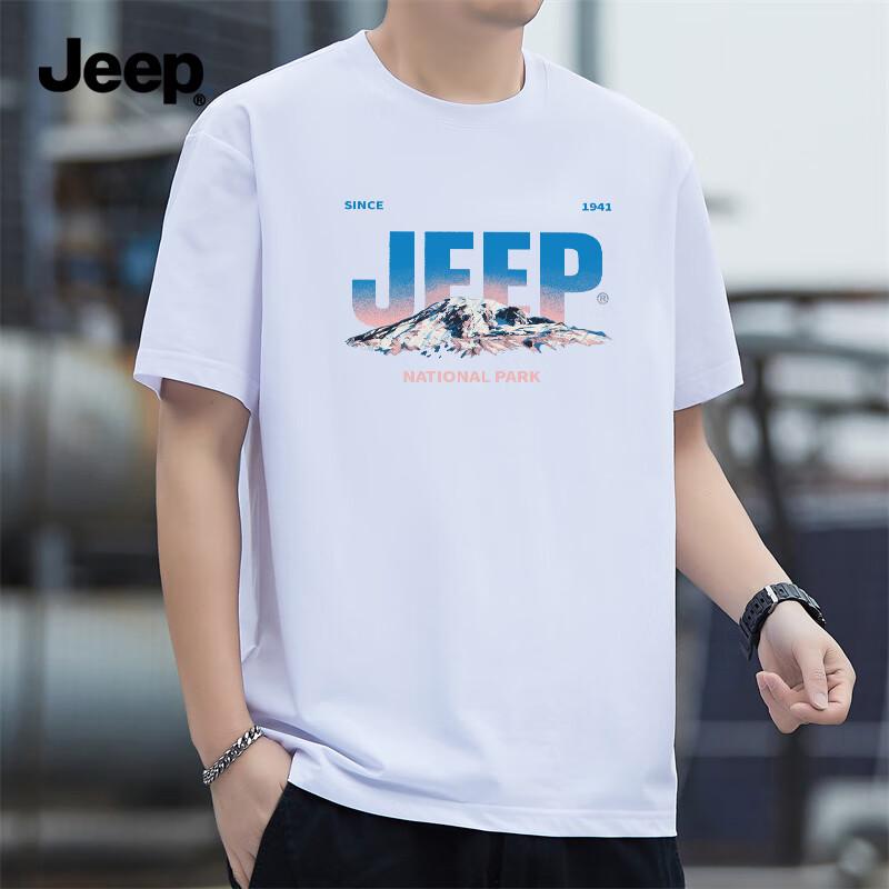 JEEP Men's Pure Cotton Casual Short Sleeve T-Shirt