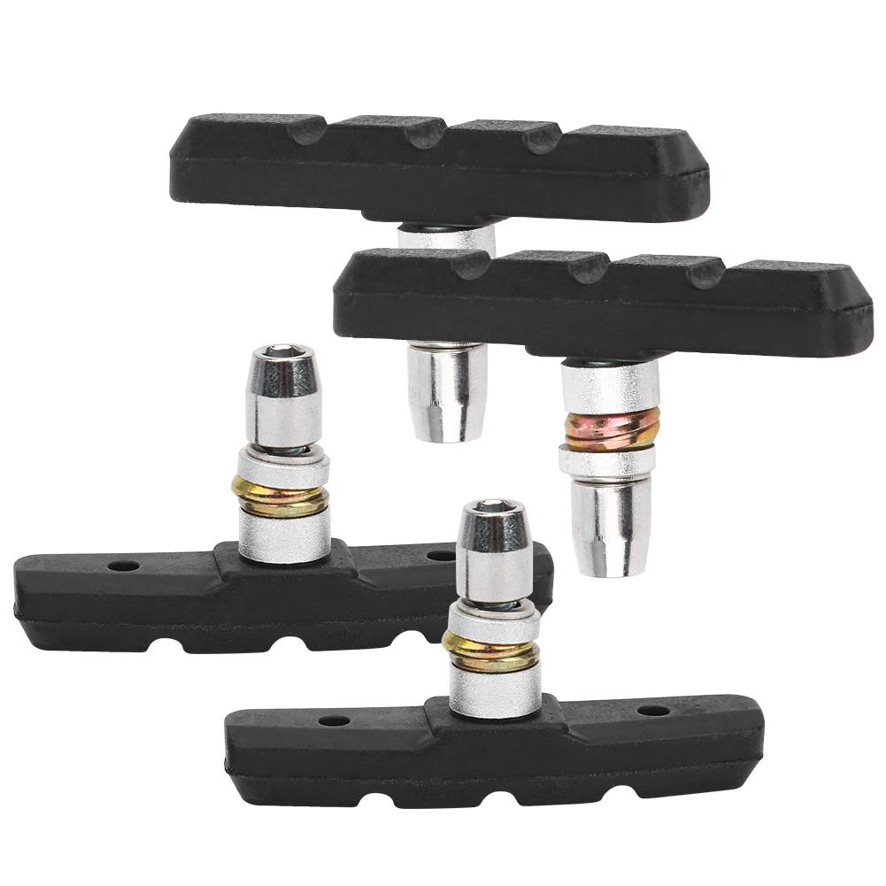 2Pair Mountain Bike V Brake Pad Road Bicycle Fixed Gear Rubber Brake Lining Silent Black