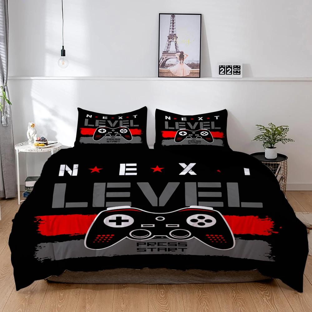 3D Gamepad King Queen Duvet Cover Game Theme Bedding Set For Teens Adults Youth Gamer Bedroom Decor 2/3Pcs Polyester Quilt Cover