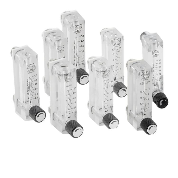 

1/4 BSP Female LZM-6T Mini Panel Install Liquid Water Gas Air Acrylic Glass Plastic Float Flowmeter With Ajustable Valve Gas 10-100 LPM