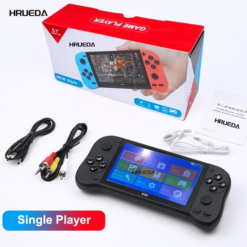 

Игровая консоль X50 Портативная игровая консоль 6800 в 1 Ретро 5,1-дюймовый HD-экран Ретро Портативный игровой плеер 8GB-Single version