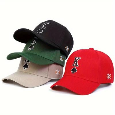 Unisex Fashion Hip Hop K Letter Baseball Cap Hip Hop Adjustable Hat Poker Embroidered Golf Hats Outdoor Sports Casual Sun Hats