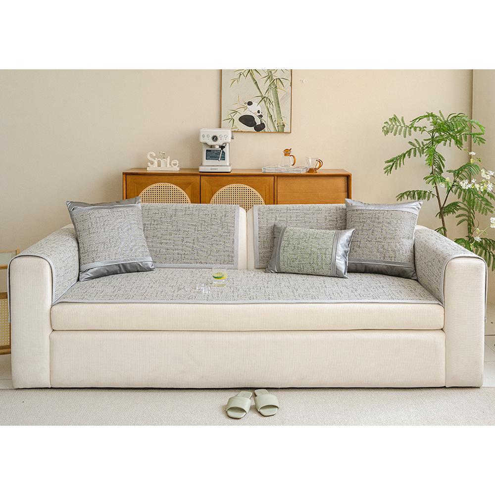 Rattan Mat Summer Cool Sofa Mat  New Straight Row Sofa Cushion Summer Non-Slip Seat Cushion Cover Cloth