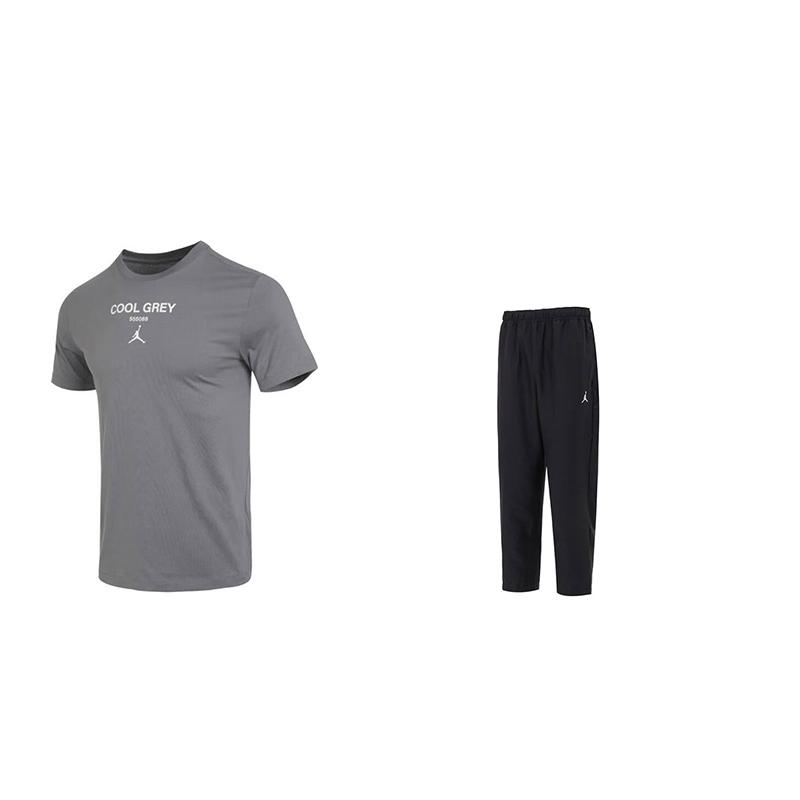 

Jordan Letter Logo Printed Round Neck Short Sleeve T-Shirt And Elastic Waist Long Pants Casual Sports Set Unisex sets FN3716-065+FB7326-010 S