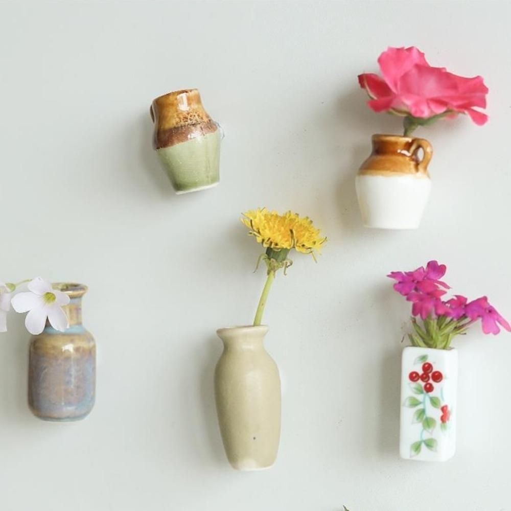 Handmade Vase Fridge Magnets Decorative Flower Arrangement Magnet Mini Ceramic Vase  Office Decor