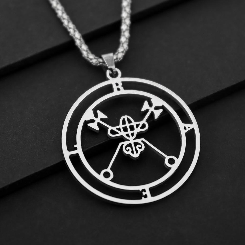 Men's Fashion Hip Hop Devil Buckle Sculpted Stainless Steel Pendant Necklace Personality Popular Holiday Gift Accessories