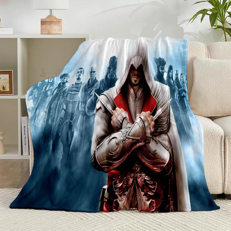 1PC Assass Warrior Flannel Blanket Gift, Suitable for Both Men And Women, Soft Ideal for Beds And Sofa, Birthday Or Christmas Gift