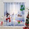 Cute Cartoon Snowman Christmas Decoration Curtains Bedroom Restaurant New Year Holiday Party Decoration Curtains 2 Pieces