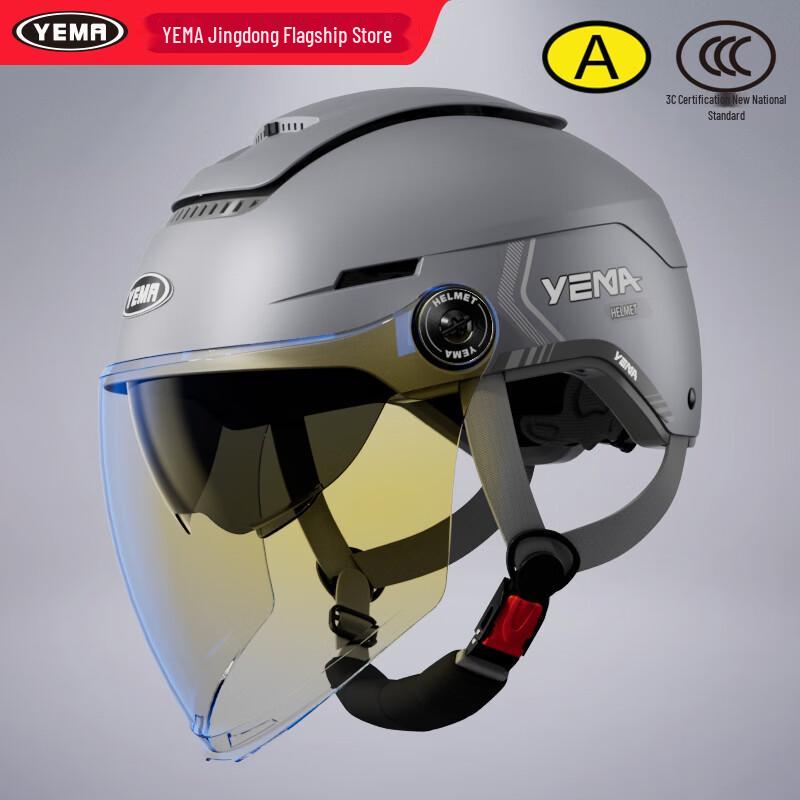 YEMA 370S Dual Visor All-Season Motorcycle & E-Bike Half Helmet
