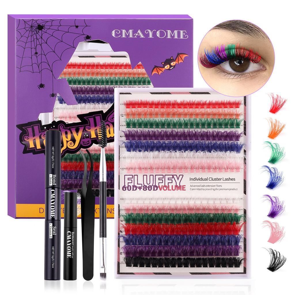 Halloween 60D80D Color Single-Cluster False Eyelash Set Diy Segmented Natural Thick D-Song Eyelashes
