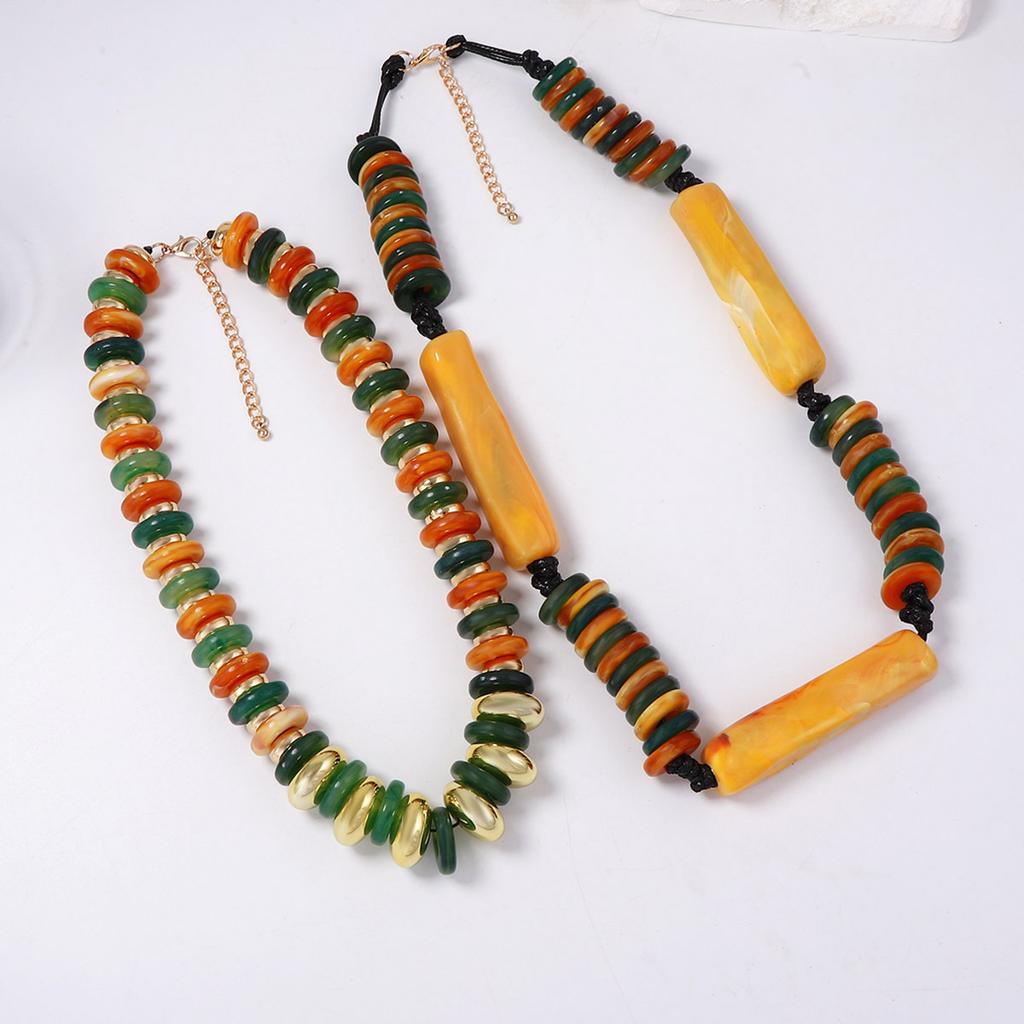 European and American Literary and Artistic Retro Trends, High-end Geometric Beading, CCB Double-layered Wear, Fashionable Casual Women's Necklaces