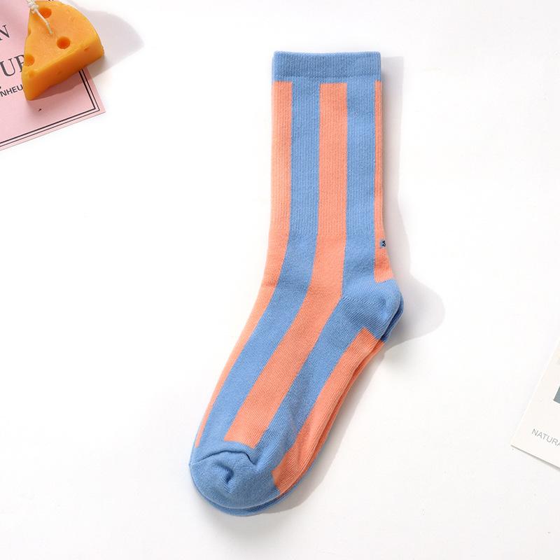 Women's Spring and Autumn Cotton High Quality Small Vertical Stripe Socks
