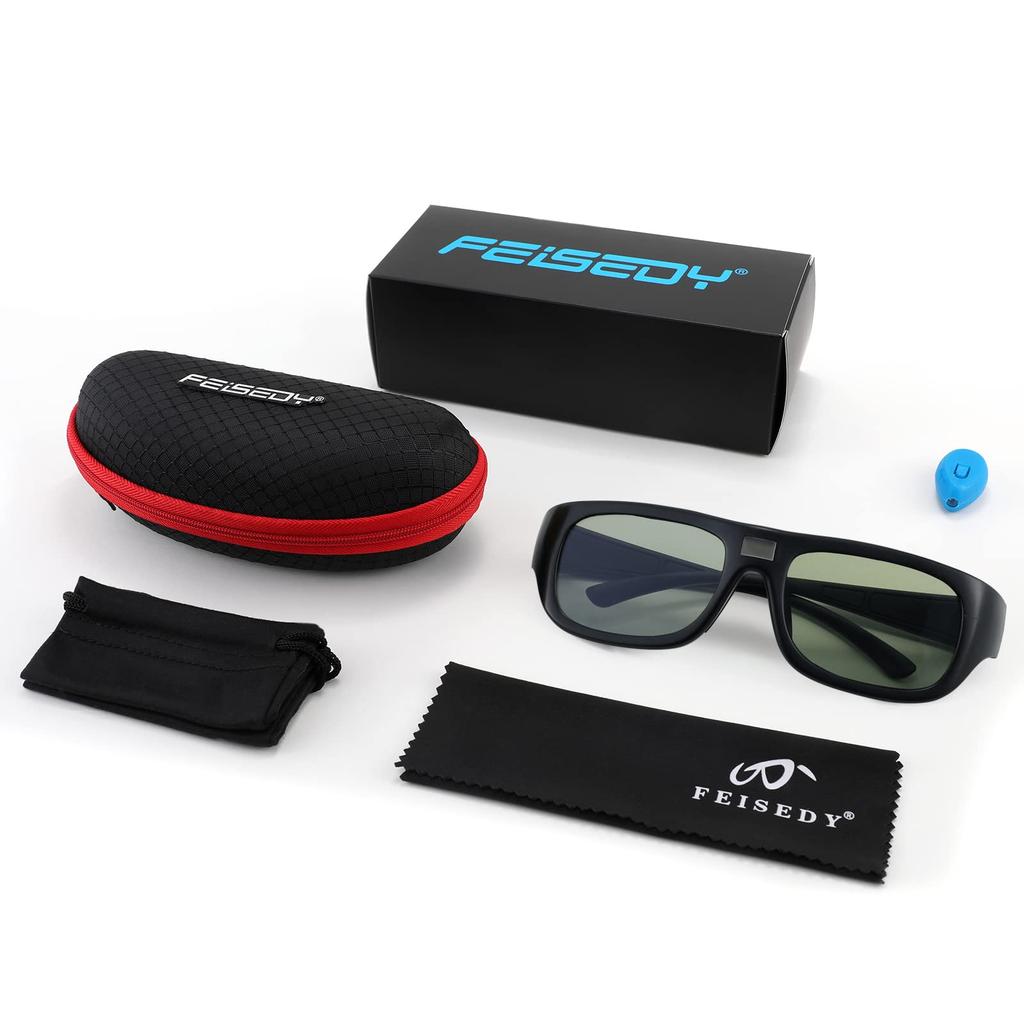 Photochromic Instant Smart Color UV Mirror B1057 [FEISEDY] Sunglasses, Polarized, Photochromic, Men's, Golf, Fishing, Sports, Changing, UV400,