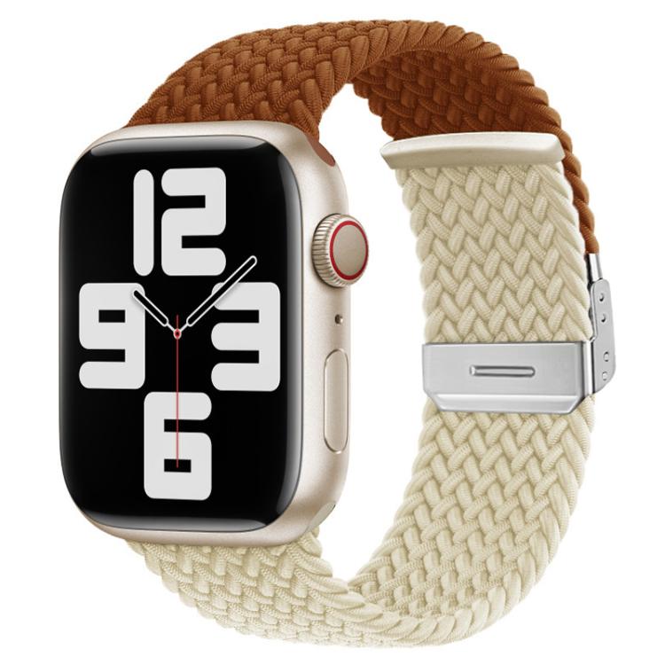 Bracelet de montre tressé en nylon avec boucle et détails de couture, Bracelet de rechange réglable pour Apple Watch 38‑49 mm