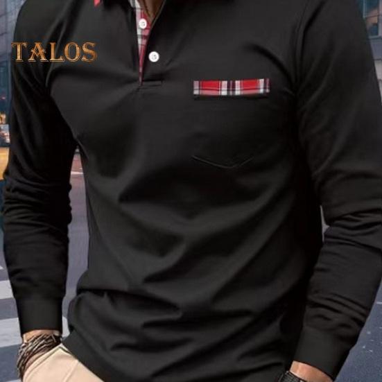 Men Spring Fall Shirt Buttoned Turn-down Collar Long Sleeves Plaid Print Chest Pocket Slim Fit Quick Dry Pullover Fitness Outdoor Training Top