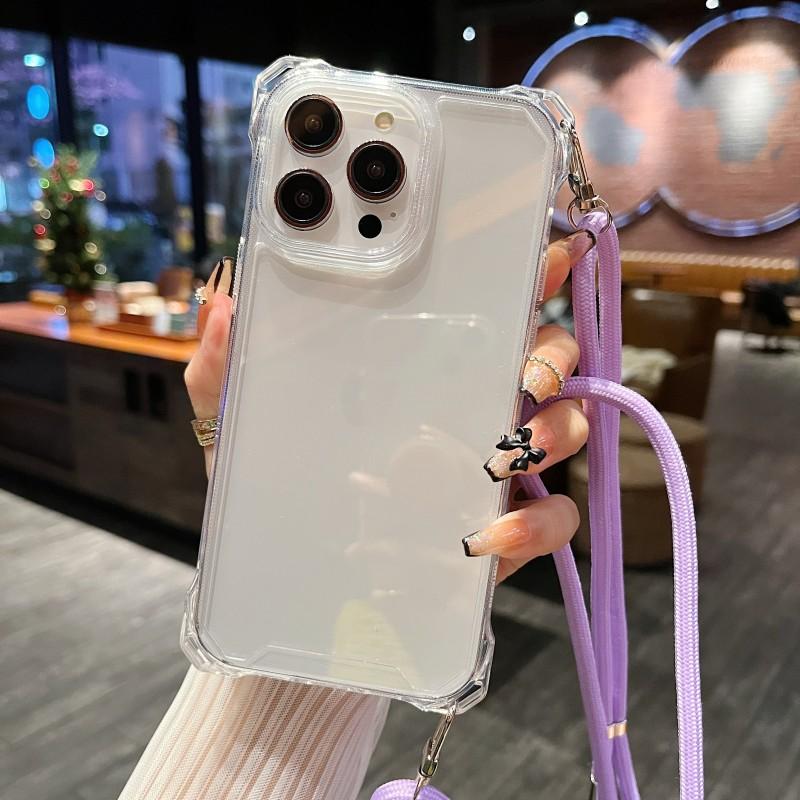 

Shockproof Transparent Case For Samsung S26 S24 FE S25 Ultra S23 Plus S22 S21 A36 Crossbody Lanyard Cord Hang Neck Strap Cover Galaxy S24