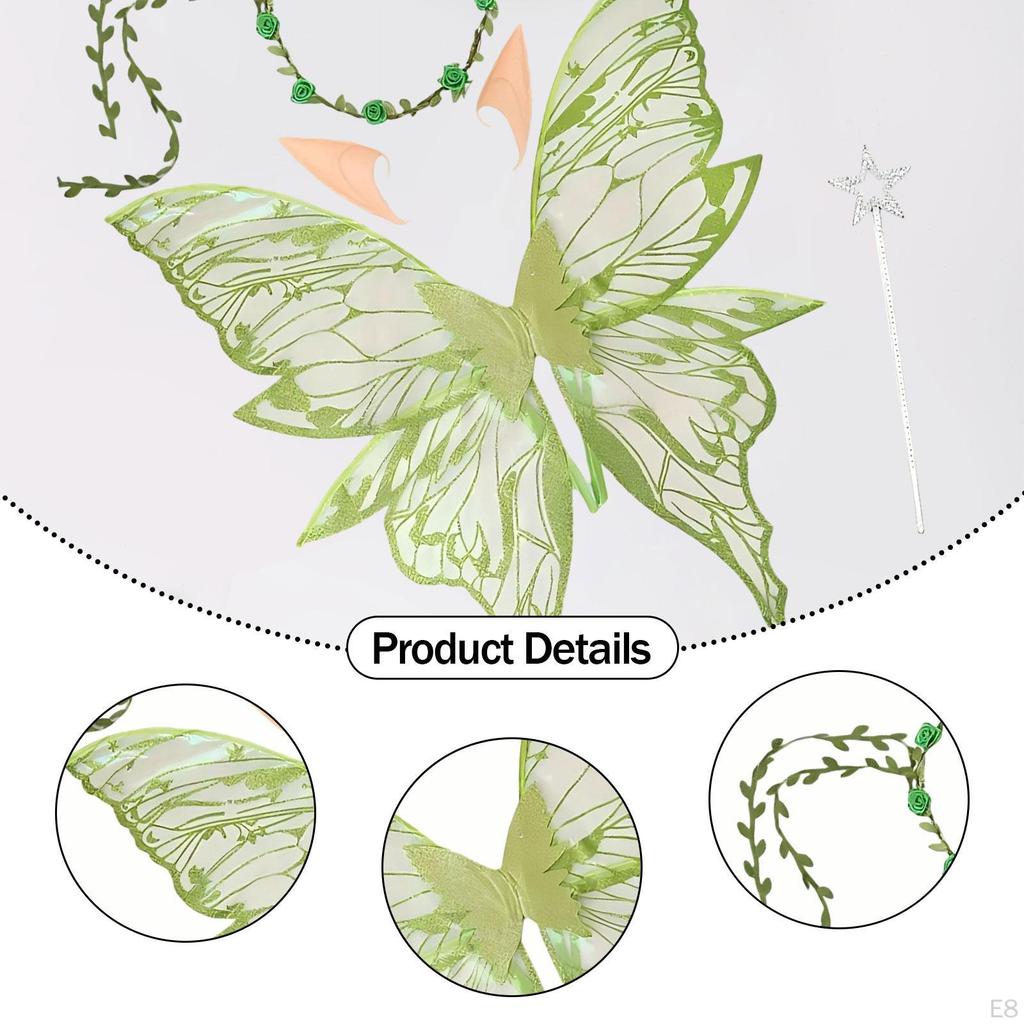 Fairy Wings Adult Kids Decoration Elf Wreath Headdress Props Butterfly Costumes