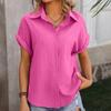 Summer Fashion Short Sleeve Casual Shirt Elegant Loose Solid Women 2024 White Blouse Woman Button Up Office Lady Tops 30644