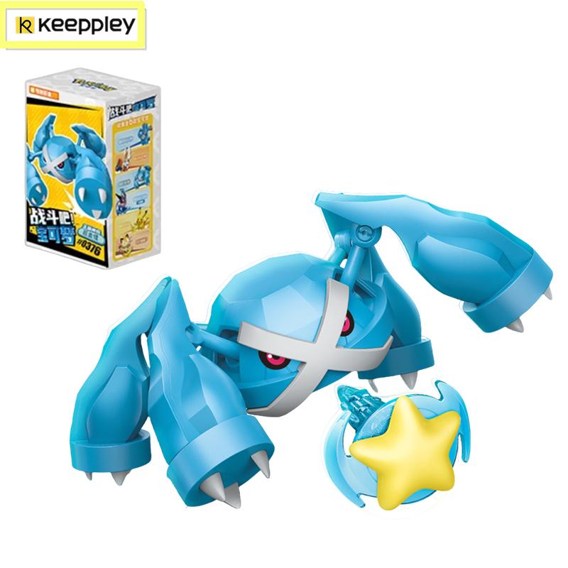 Keeppley Pokemon Battle Building Blocks Lucario Charizard Mewtwo Blastoise Greninja Assembly 3D Model Mini Brick Figure Toys