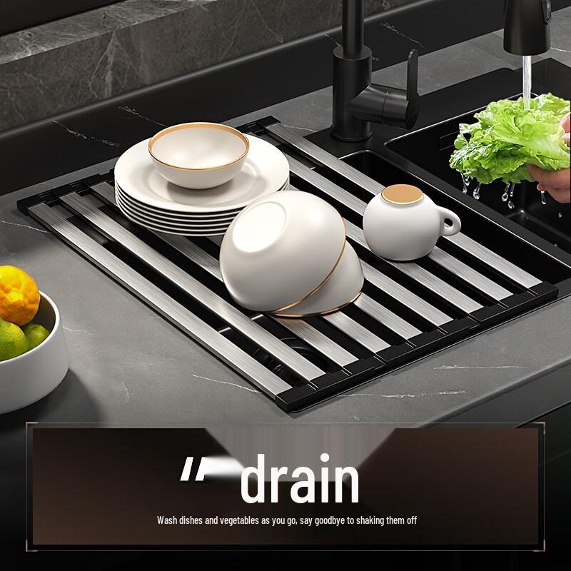DANLE 304 Stainless Steel Foldable Sink Draining Rack