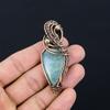 Wonderful Aquamarine Gemstone Handmade Pure Copper Wire Wrapped Pendant Jewelry