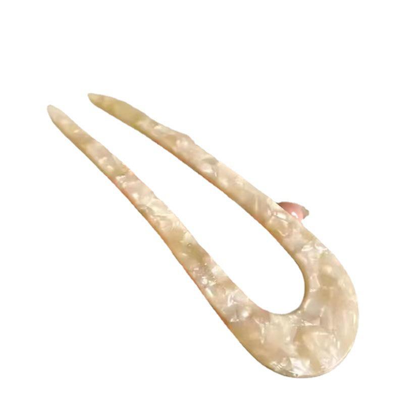 Korean-Style U-Shaped Acetate Hairpin for Buns - Modern, Simple Hairpin Comb Clip