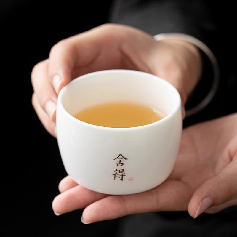 Suet jade porcelain master cup teacup teacup personal special tea cup ceramic kung fu tea set tea cup tea bowl