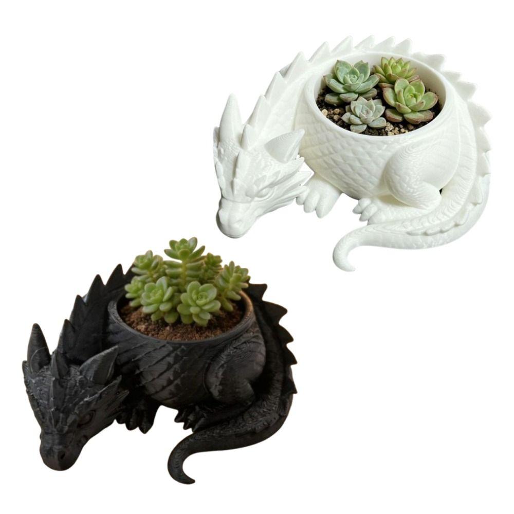 3D Printed Dragon Shaped Plant Pot Creative Animals Flower Pot Succulent Planter for Yard Garden