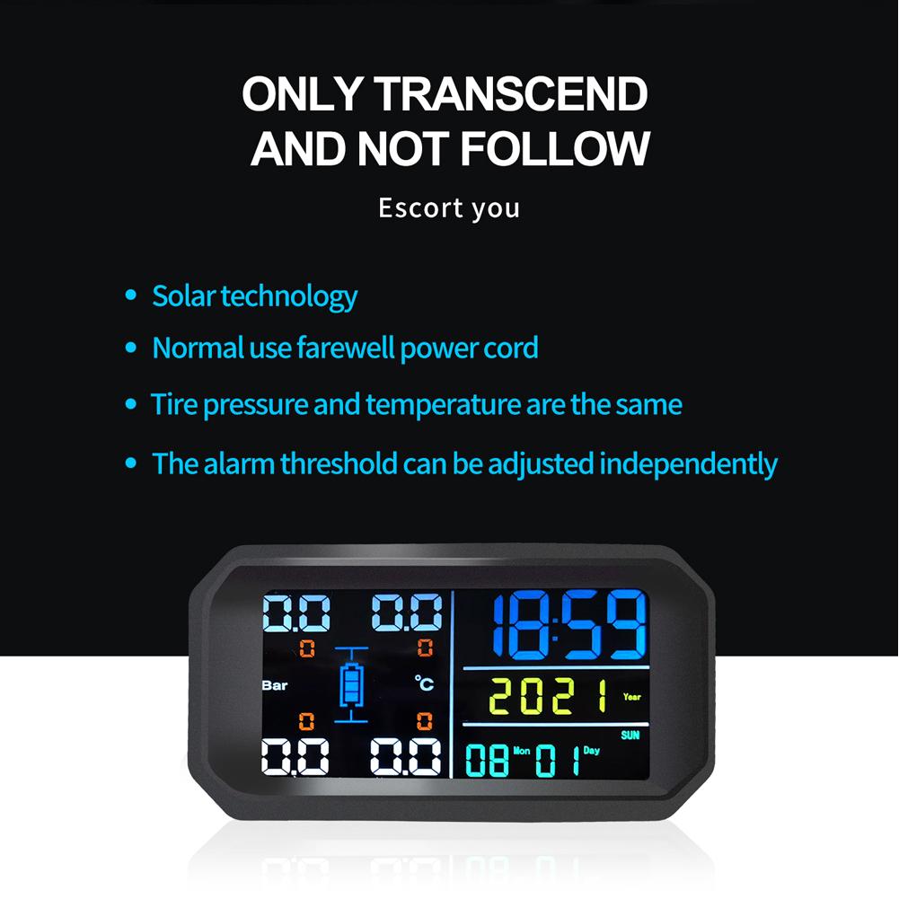 Car Universal Solar Tire Pressure Monitoring System USB Rechargeable High Accuracy TPMS