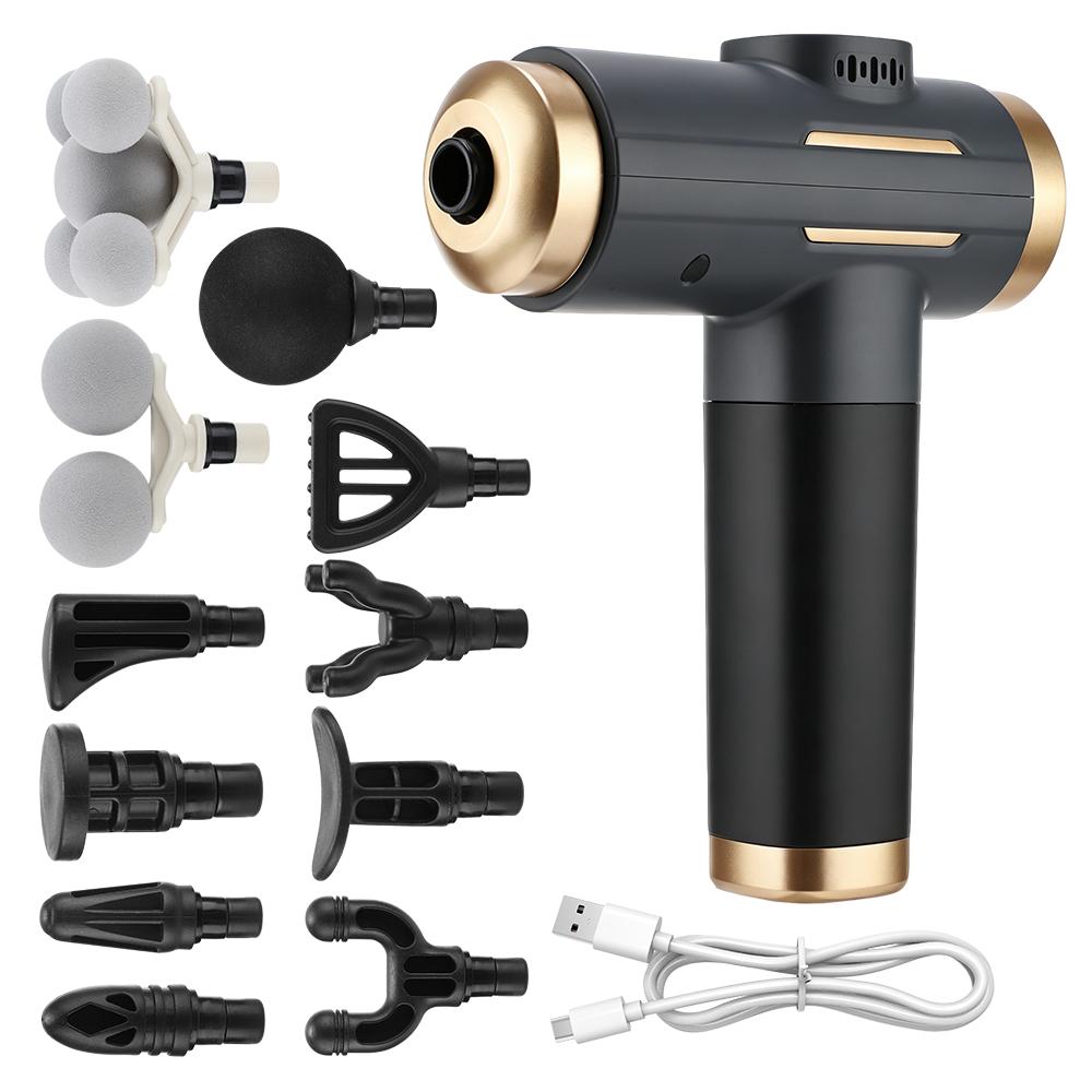 Portable Fascial Massage Gun Electric Percussion Pistol Muscle masajeador Body Relaxation with 11 Replaceable Massage Head MULTI