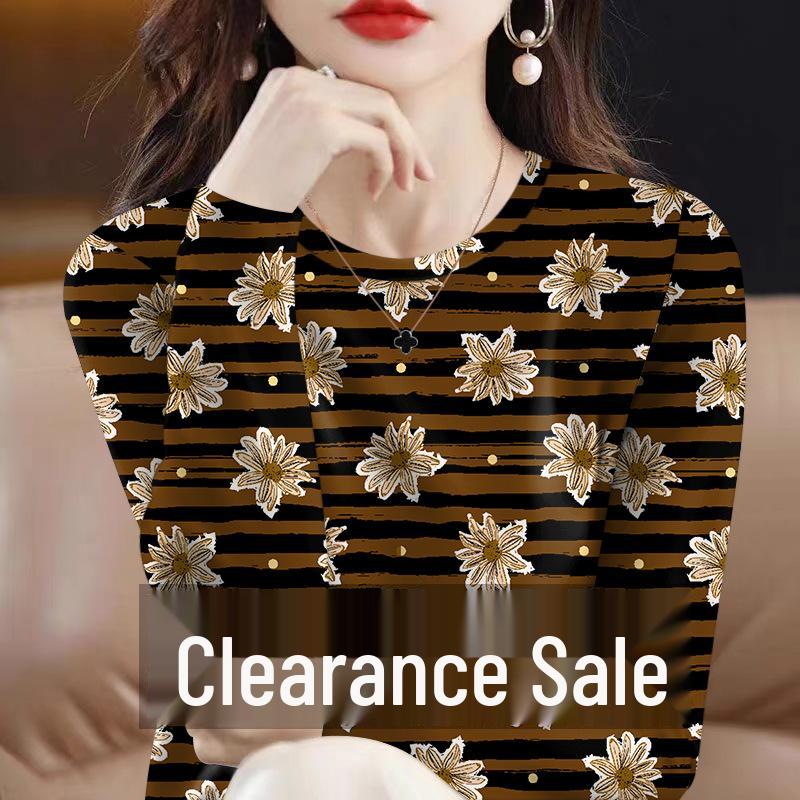 Elegant Women s Striped Long-Sleeve Milk Silk Top for Autumn/Winter 4XL