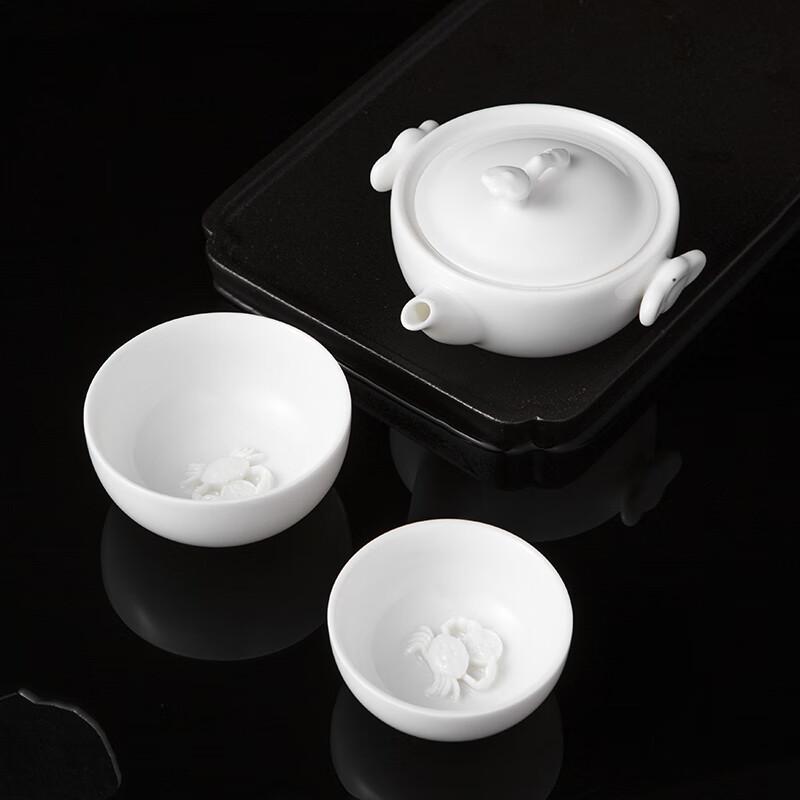 Gu Shi Hou Ceramic Embossed Crab Tea Set